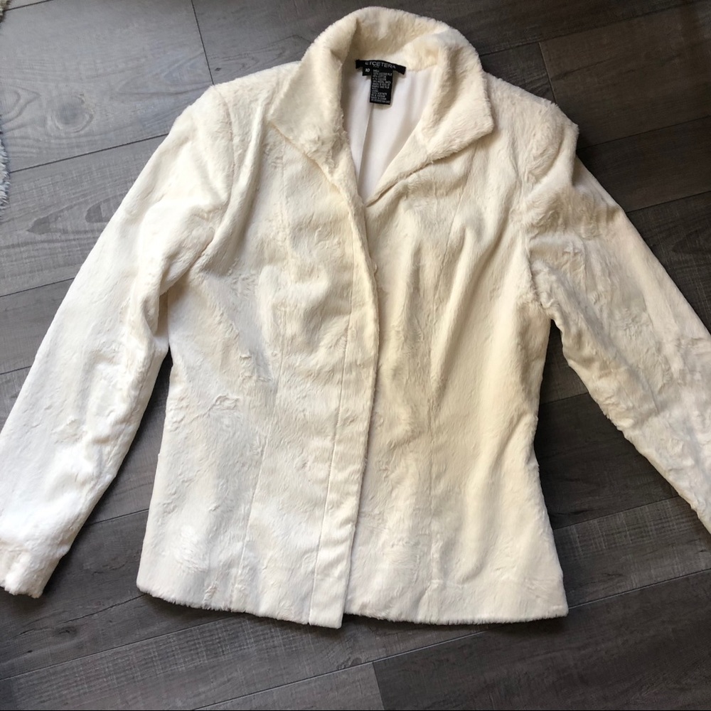 White Faux Fur Jacket Size 10